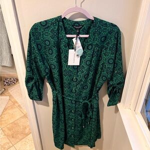 41 Hawthorn Teal and Navy Geometric Dress size L NWT